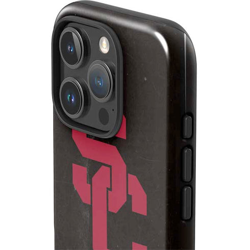 University of Southern California USC Black Distressed iPhone 16 Pro Impact Case